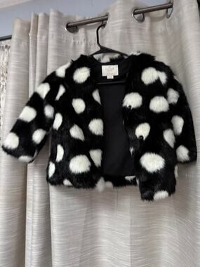 Kate Spade New York faux fur polka dot coat girls size 3
